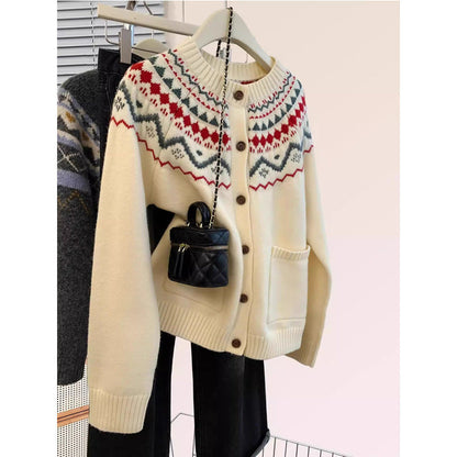 Damen Strickjacke Traditionelles Muster Eveloria