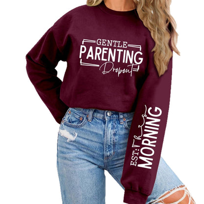 Damen Sweatshirt Elternschaftsmotiv Lässig Grau Eveloria