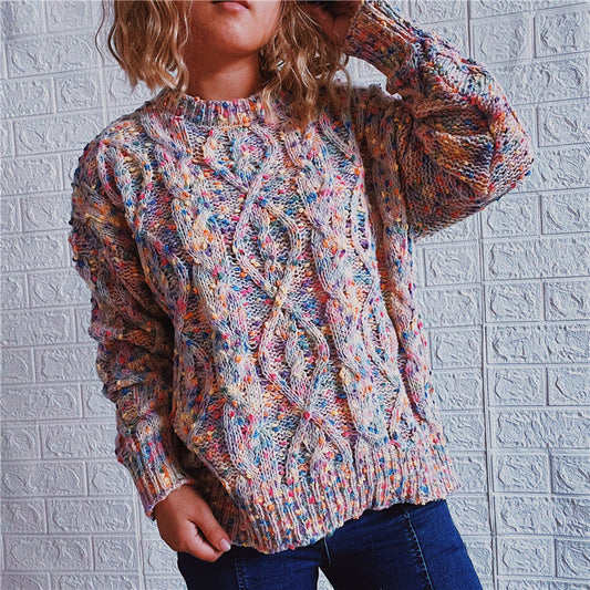 Damen Grobgestrickter Pullover Bunt Eveloria - Eveloria