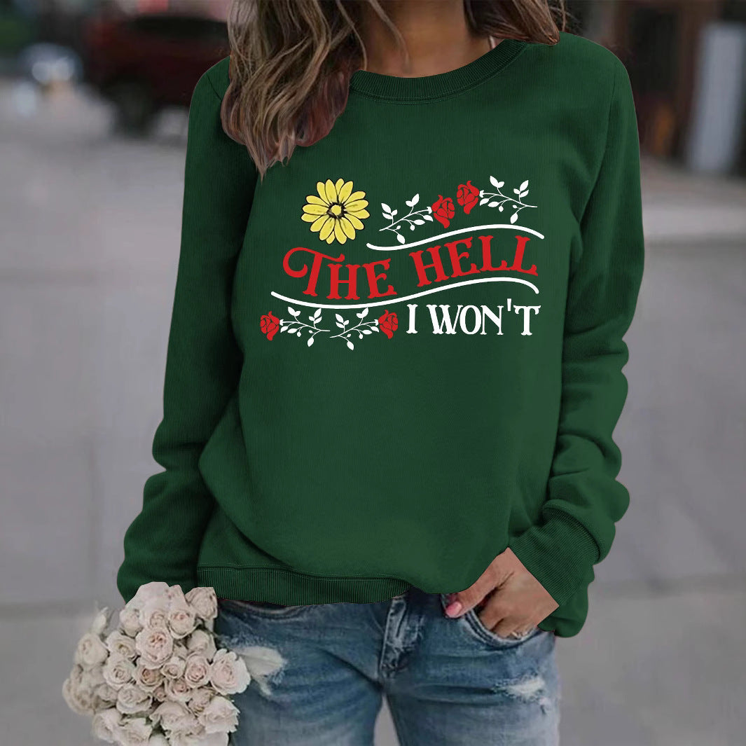 Damen Sweatshirt Verspieltes Motiv Bequem Grün Eveloria