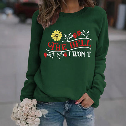 Damen Sweatshirt Verspieltes Motiv Bequem Grün Eveloria
