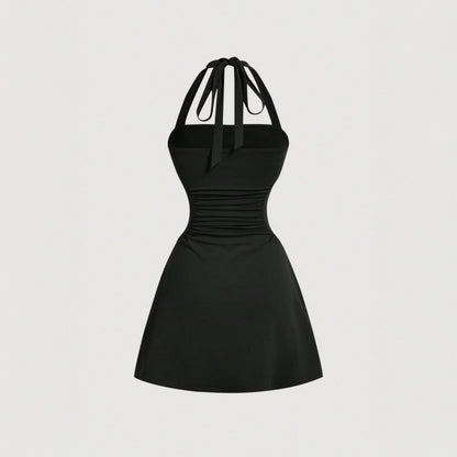 Damen Halterkleid Figurformend Drapierung Rückenschnürdesign