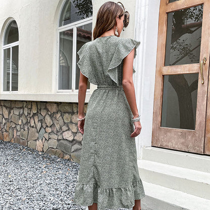 Damen Midi-Kleid Rüschendetails Taillierbar Eveloria