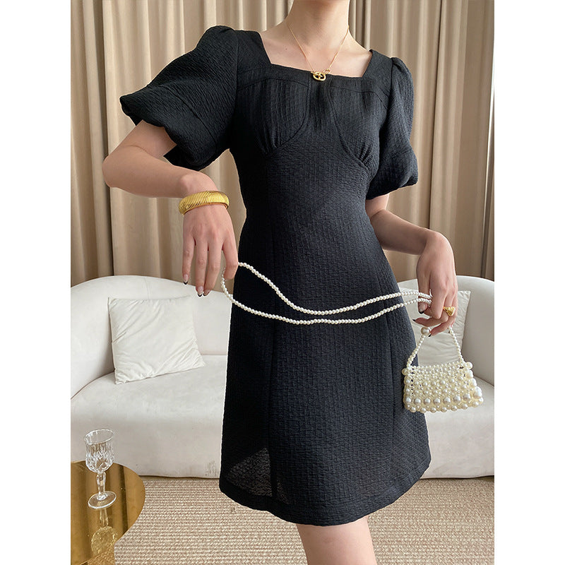 Damen Mini-Kleid Puffärmel Strukturiert Eveloria - Eveloria