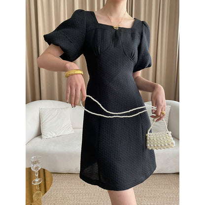 Damen Mini-Kleid Puffärmel Strukturiert Eveloria - Eveloria