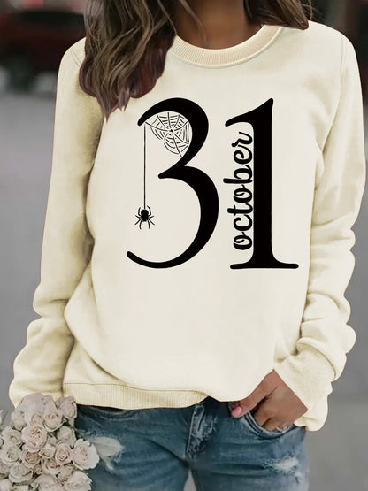Damen Sweatshirt Halloween-Motiv Bequem Grau Eveloria