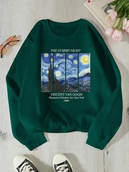 Damen Sweatshirt Van Gogh Motiv Baumwolle