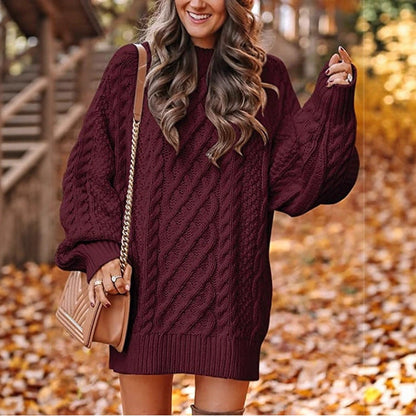 Damen Strickpullover Groß Zopfdesign Eveloria
