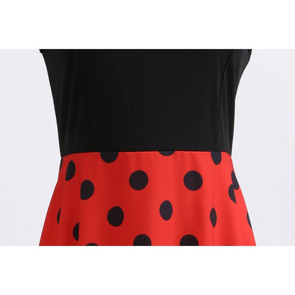 Damen A-Linien Kleid mit Punkten und Taillengürtel