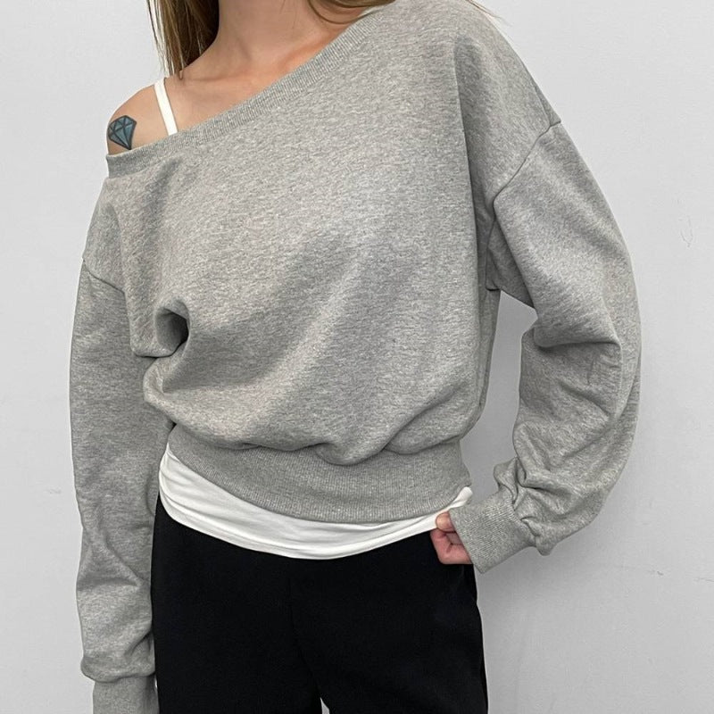 Damen Pullover Asymmetrischer Ausschnitt Eveloria