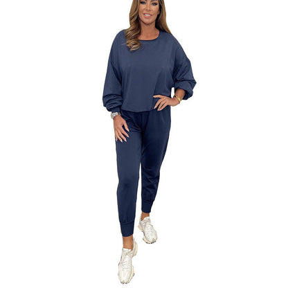 Damen Lounge-Set Elastisch Weit Schnitt Grau