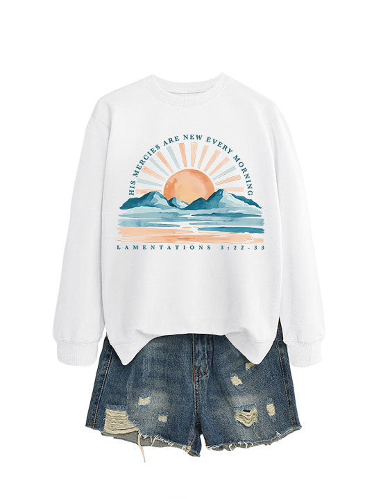 Damen Sweatshirt Lässiger Schnitt Sonnenaufgangsdesign Grau