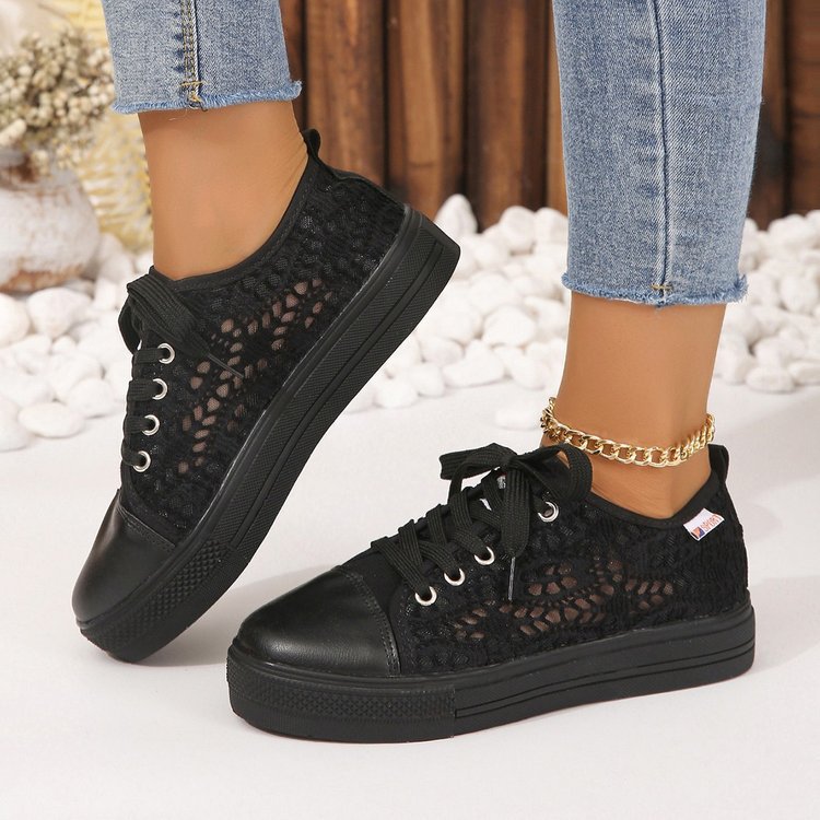 Damen Sneaker Spitzenmuster Rutschfeste Sohle Eveloria