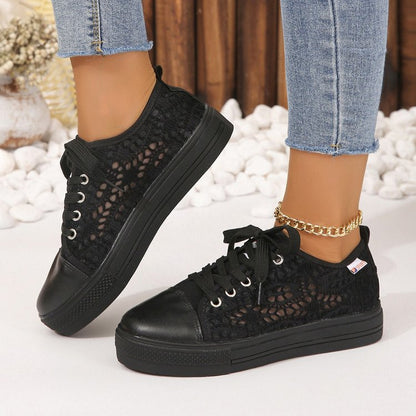 Damen Sneaker Spitzenmuster Rutschfeste Sohle Eveloria