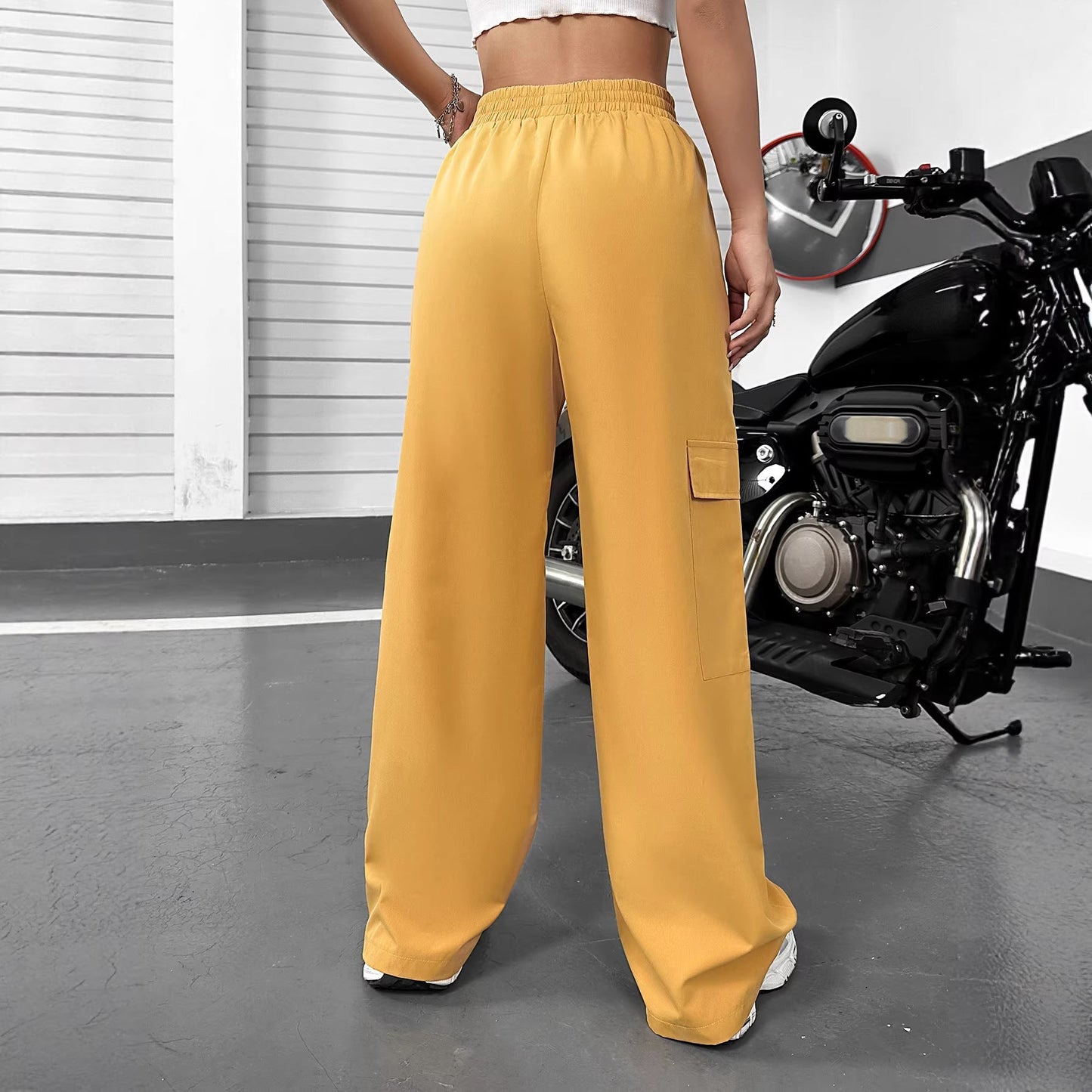 Damen Cargo-Hose Elastischer Bund Seitentaschen Eveloria