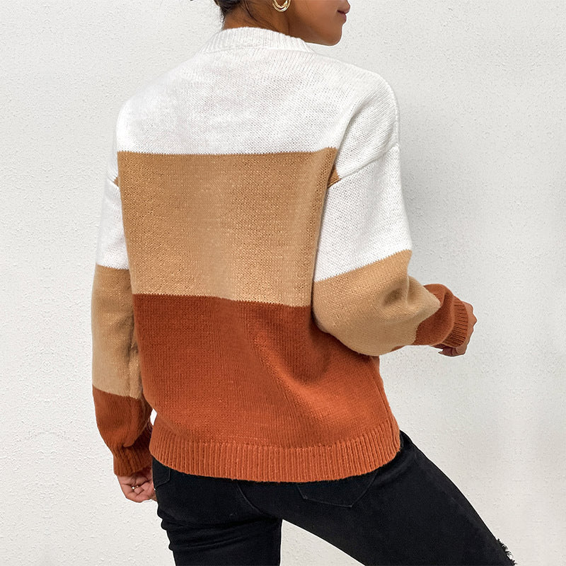 Damen Pullover Farbblockdesign Eveloria
