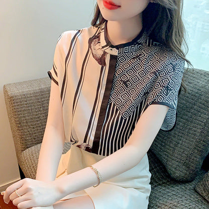Damen Bluse Grafisches Muster Elegante Details Bluse Eveloria