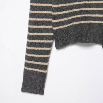 Damen Kaschmir Cardigan Gestreift Eveloria