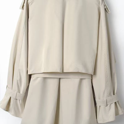 Damen Trenchcoat mit Gürtel und Oversized-Kragen Eveloria