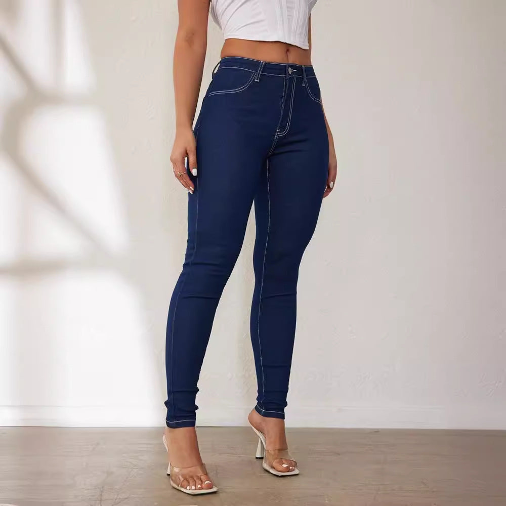 Damen Skinny Jeans Hohe Taille Figurbetonter Schnitt Eveloria