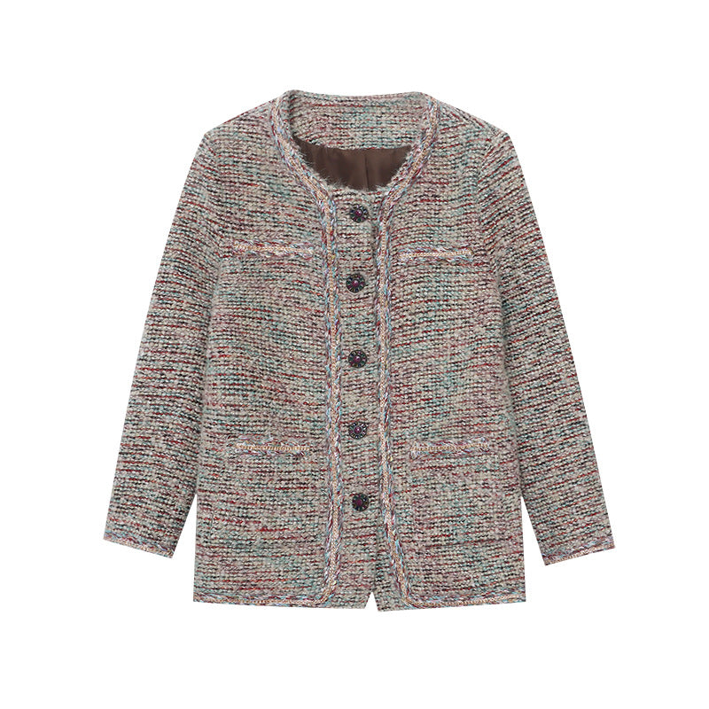 Damen Strickjacke Bunt Muster Knöpfe