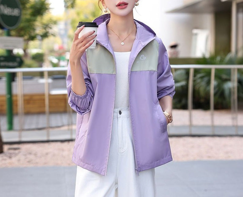 Damen Übergangsjacke Leicht Kapuzen-Design Beige