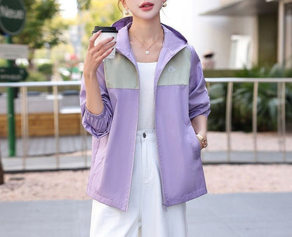 Damen Übergangsjacke Leicht Kapuzen-Design Beige