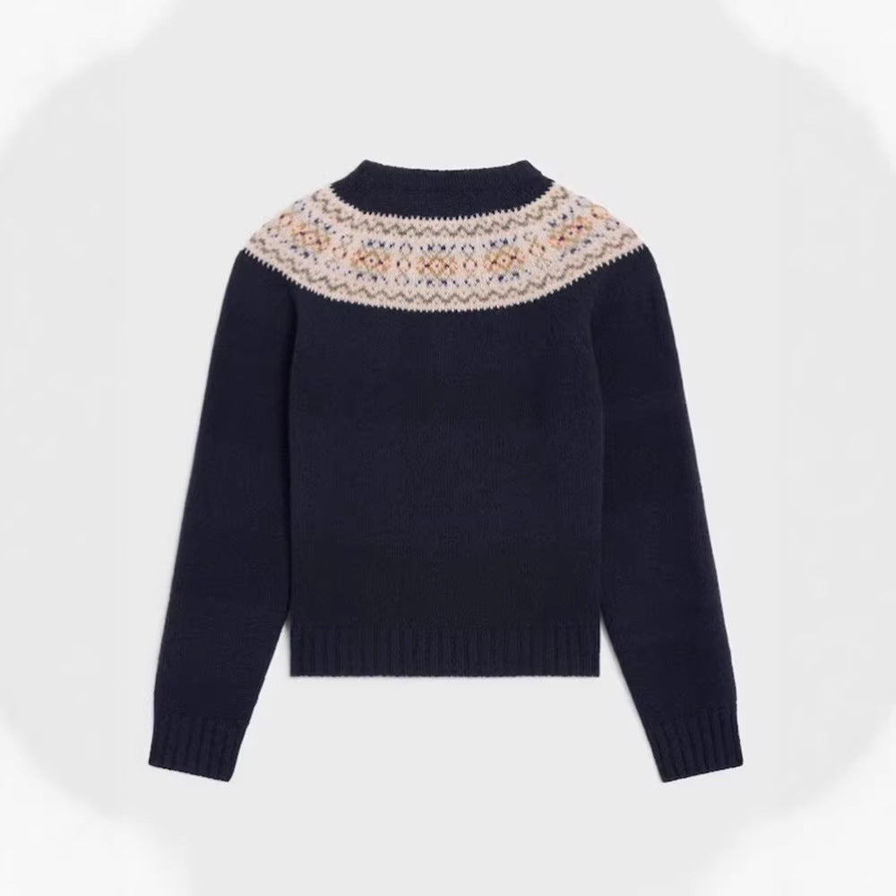 Damen Strickpullover Norweger Muster Eveloria