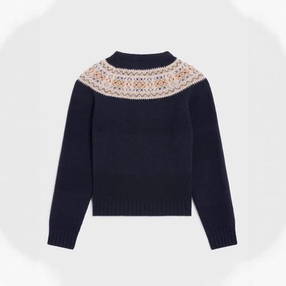 Damen Strickpullover Norweger Muster Eveloria