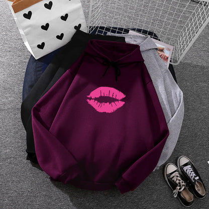 Damen Hoodie Lippenmotiv Eveloria