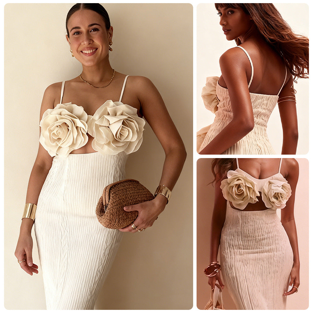 Damen Crop- Florale 3D-Blüten Applikationen Eleganter Schnitt - Eveloria