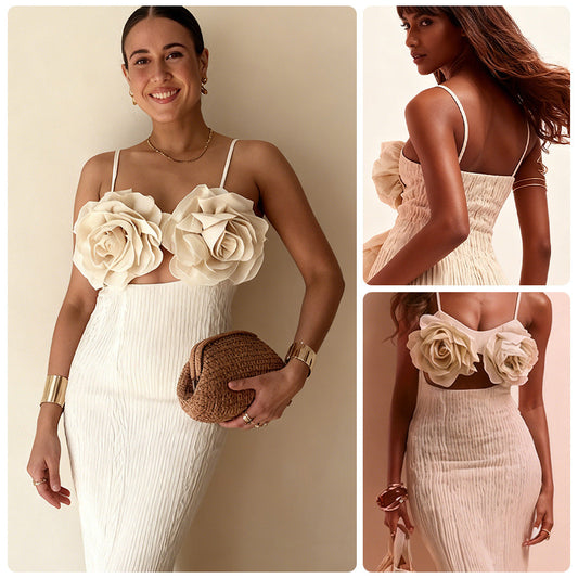 Damen Crop- Florale 3D-Blüten Applikationen Eleganter Schnitt - Eveloria