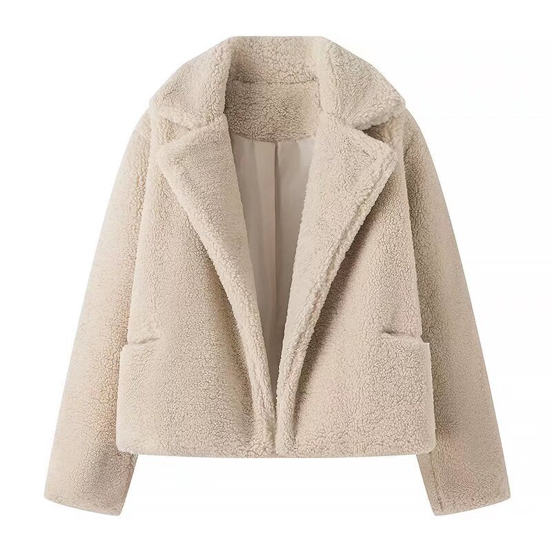 Damen Plüschjacke Oversized Kuschelig Eveloria