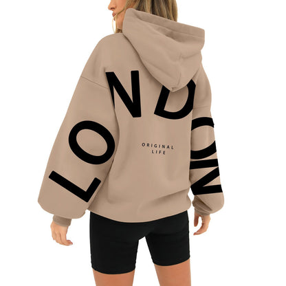 Damen Oversized Hoodie London-Print Trendig Eveloria