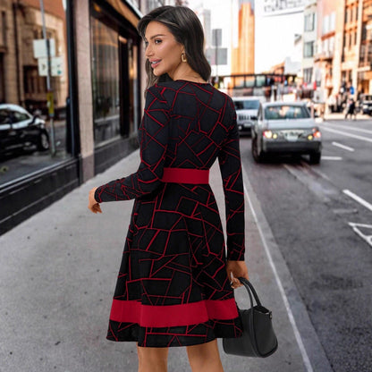 Damen A-Linien Kleid Geometrisches Muster Taillierter Schnitt