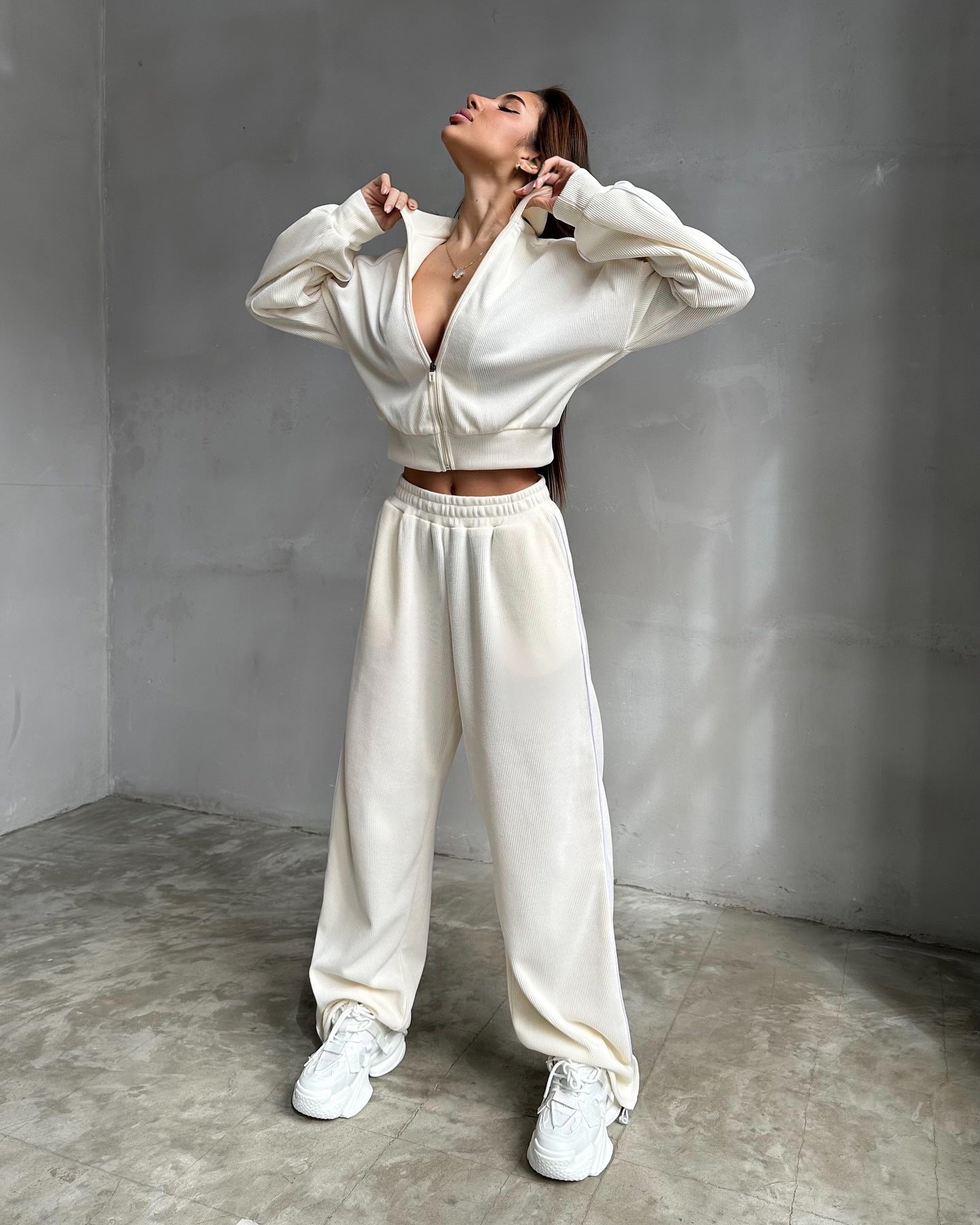 Damen Loungewear-Set Kapuze Weite Passform Eveloria