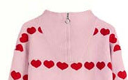 Damen Pullover Herzmotiv Kurzreißverschluss Eveloria