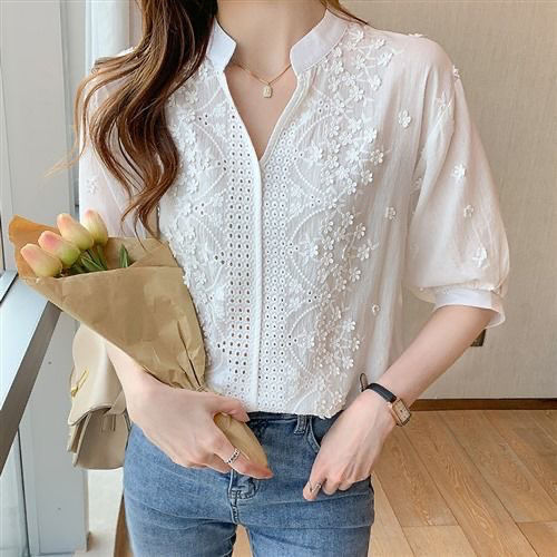 Damen Bluse Halbärmelig Floralmuster Eveloria