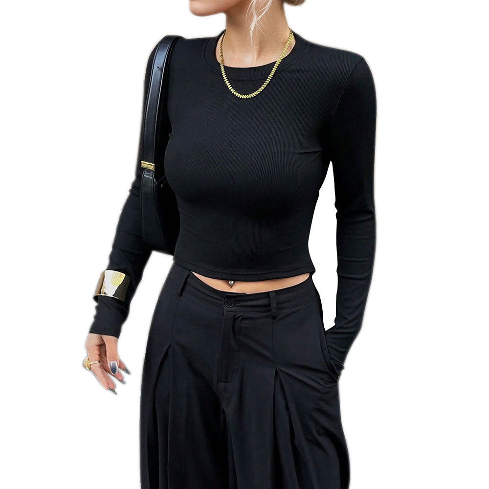 Damen Langarmshirt Rippstruktur Figurbetonter Schnitt Eveloria