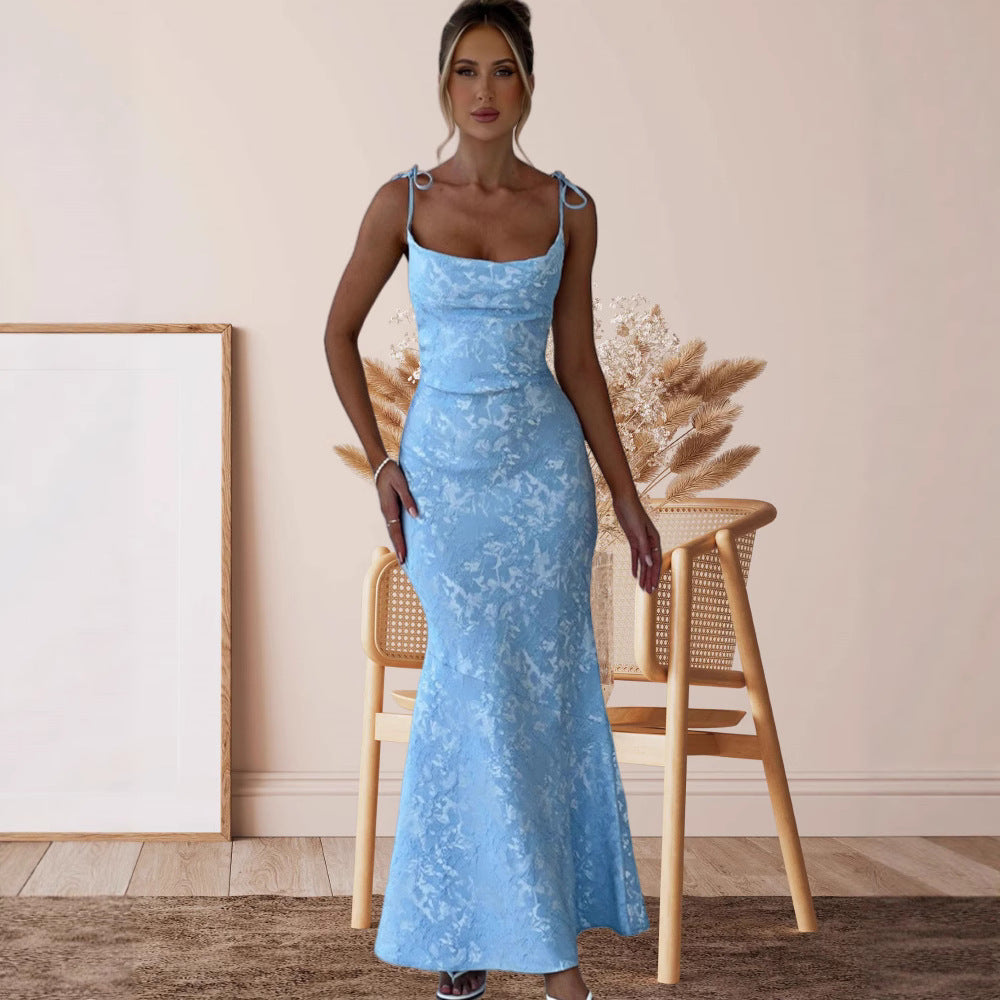 Damen Abendkleid Floralmuster Verstellbare Träger Eveloria