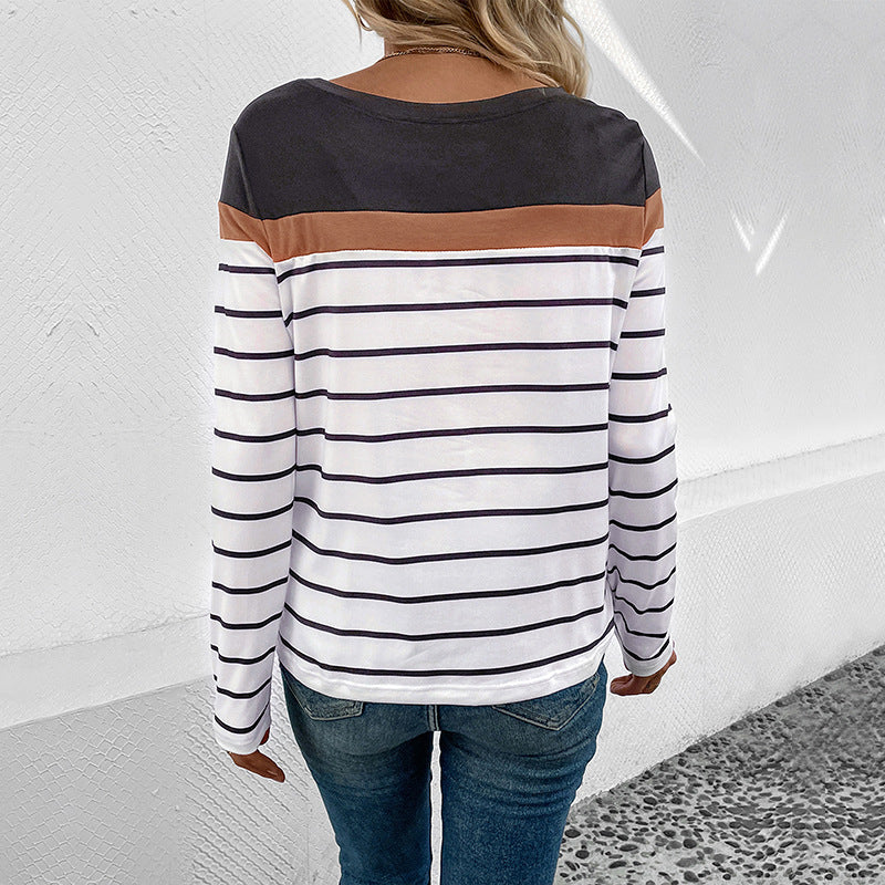 Damen Langarmshirt Streifen Elegant Farbhüpf Design Eveloria