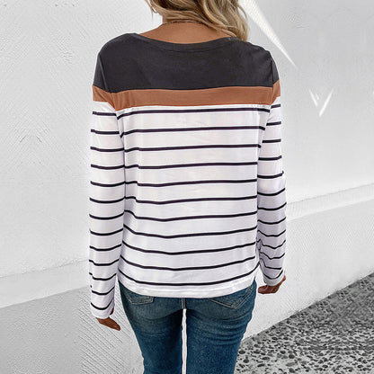 Damen Langarmshirt Streifen Elegant Farbhüpf Design Eveloria