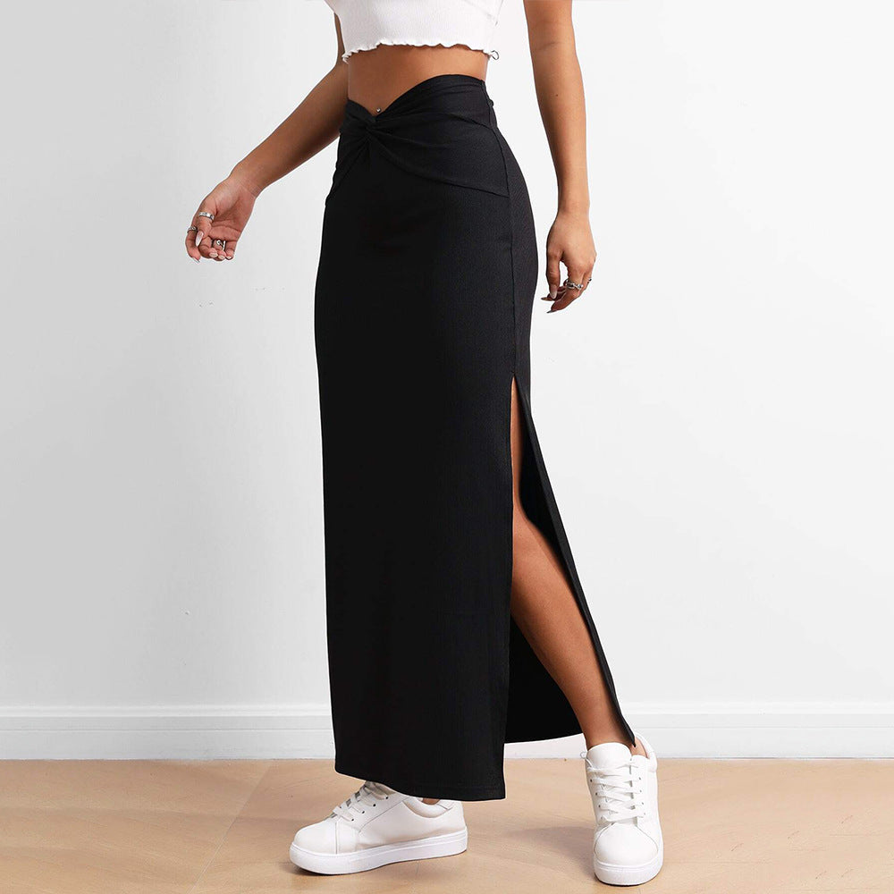 Damen Maxirock mit Seitenschlitz und Knotendetail