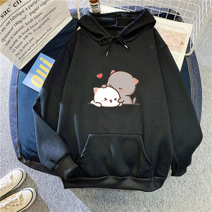 Damen Kapuzenpullover Katzenmotiv Bequem Grün