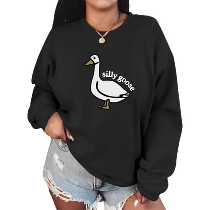 Damen Sweatshirt Entenmotiv Lässig Grün Eveloria