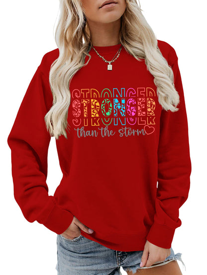 Damen Sweatshirt Lässiger Schnitt Motivierender Schriftzug Grau