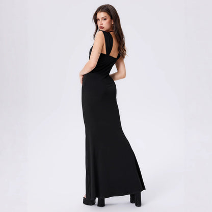 Damen Maxikleid Figurbetont Gerafftes Oberteil