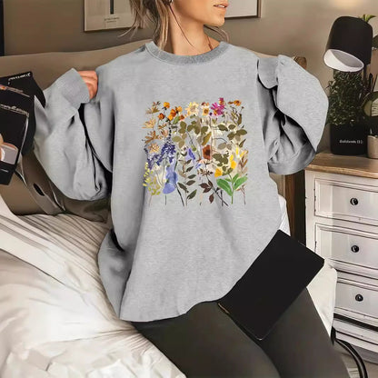 Damen Sweatshirt Floralmuster Bequem Grün