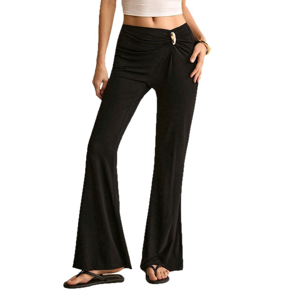 Damen Flare Hosen Raffungselement Eveloria
