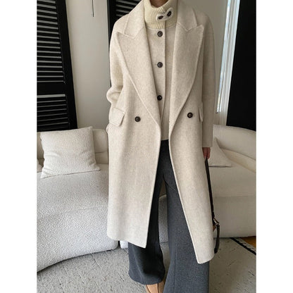 Damen Wollmantel Oversized Doppelter Knopfleiste Eveloria